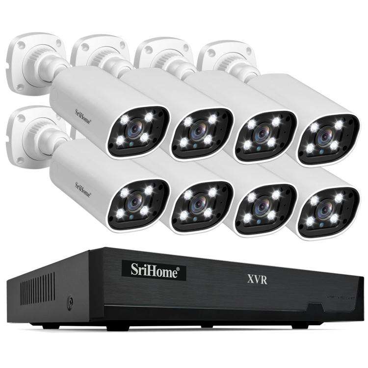 SriHome NVS008-AHD006 2MP HD 8-CH XVR NVR Camera Network Video Recorder Kit, NVS008-AHD006 8-CH