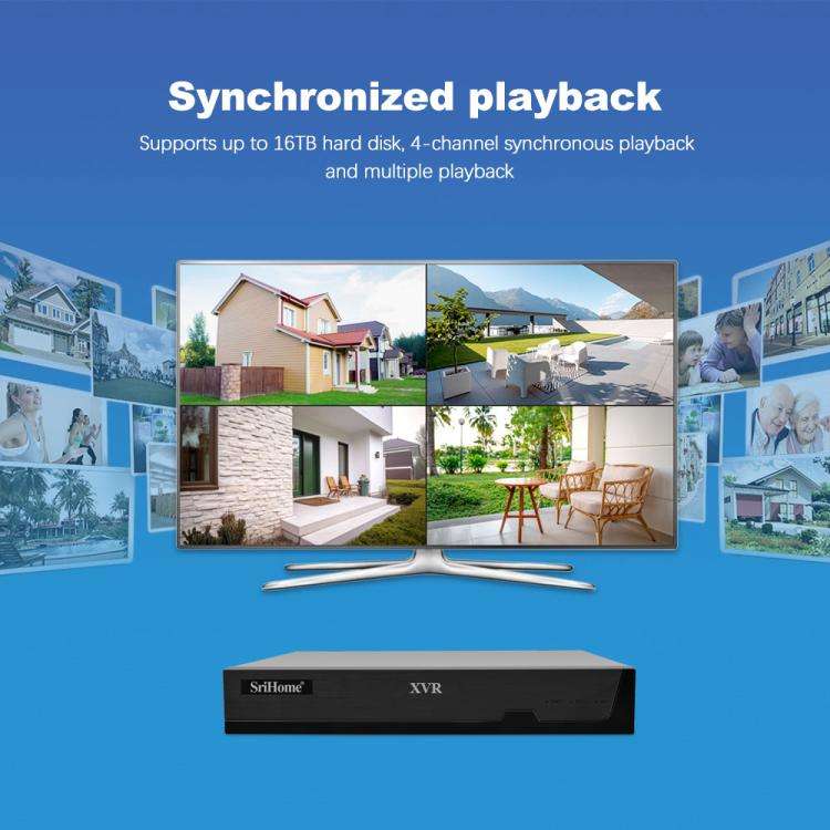 SriHome NVS008-AHD030 2MP HD 4-CH XVR NVR Camera Network Video Recorder Kit, NVS008-AHD030 2MP