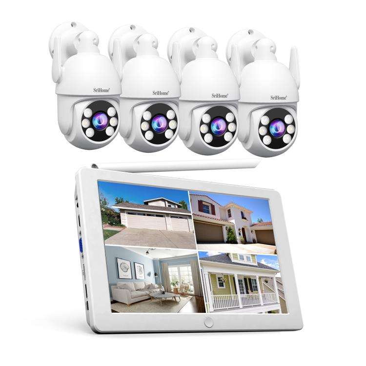 SriHome NVS009-IPC059 5MP 4-CH NVR WiFi IP Camera Kit, EU Plug, US Plug, UK Plug, AU Plug