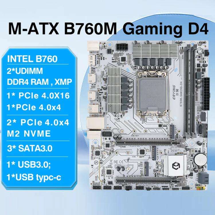 ERYING M-ATX B760M Gaming DDR4 RAM DIY Desktop Computer Motherboard, B760M