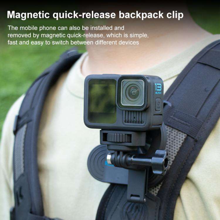 RUIGPRO Magnetic Backpack Clip Mount for Phone & Camera, Clip, Clip + Base, Clip + Base + Adapter