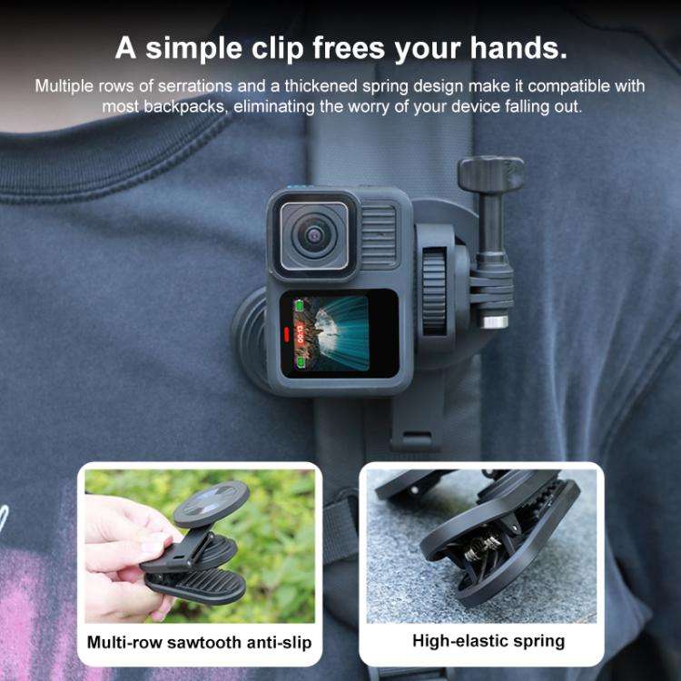 RUIGPRO Magnetic Backpack Clip Mount for Phone & Camera, Clip, Clip + Base, Clip + Base + Adapter