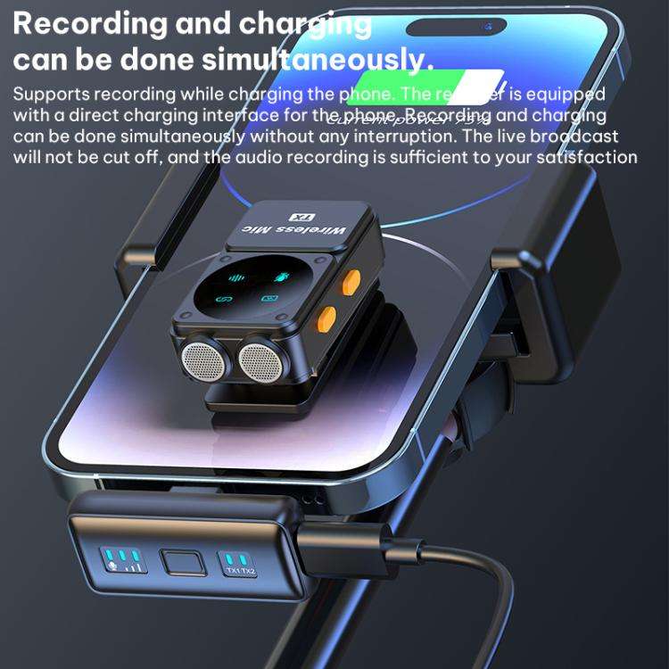 Q12 Type-C / 8 Pin 2 in 1 Lavalier Wireless Microphone, U-shaped RX