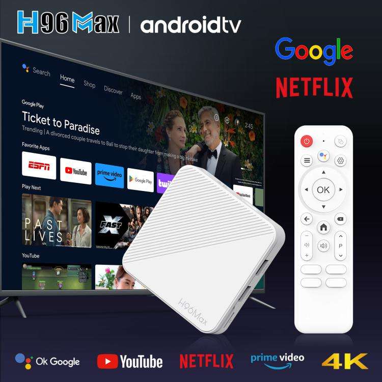 H96 Max H313 Android 14 Smart TV Set Top Box with Remote Control, ARM Cortex-A53 Quad Core, 2GB+8...