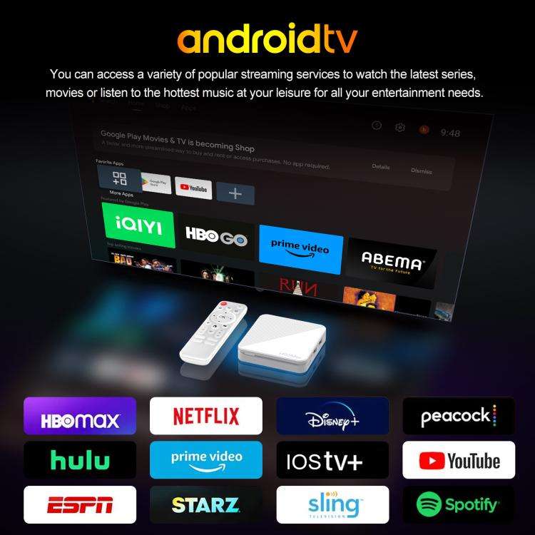 H96 Max H313 Android 14 Smart TV Set Top Box with Remote Control, ARM Cortex-A53 Quad Core, 2GB+8...