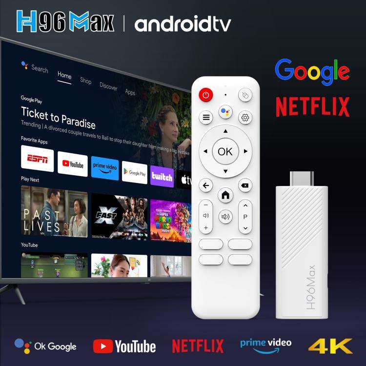 H96 Max H313 Android 14 Mini HD TV Stick with Remote Control, ARM Cortex-A53 Quad Core, 2GB+16GB,...