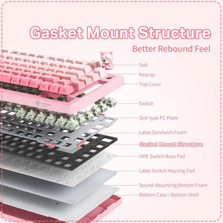 ONIKUMA MT707 82 Keys RGB Tri-mode Mechanical Gaming Keyboard