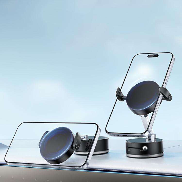 A9 Pro Foldable Clamp-type Nano Vacuum Magnetic 360-degree Rotation Car Phone Holder, A9 Pro (Bla...