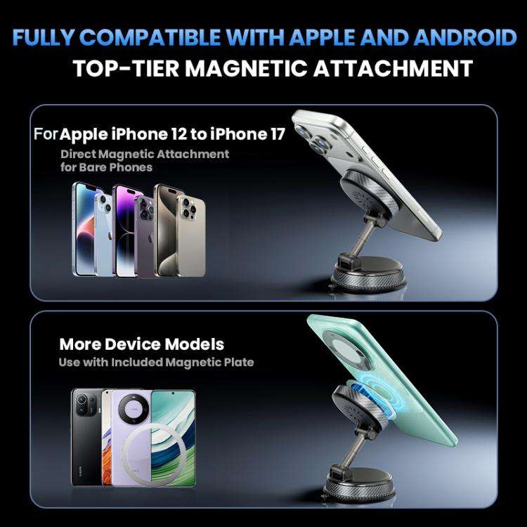 A14 Foldable Vacuum Strong Magnetic Car Wireless Charger Phone Holder, A14 (Black), A14 (Orange)