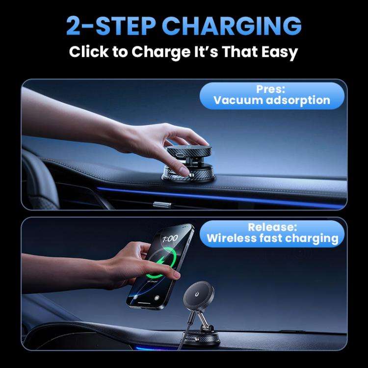 A14 Foldable Vacuum Strong Magnetic Car Wireless Charger Phone Holder, A14 (Black), A14 (Orange)