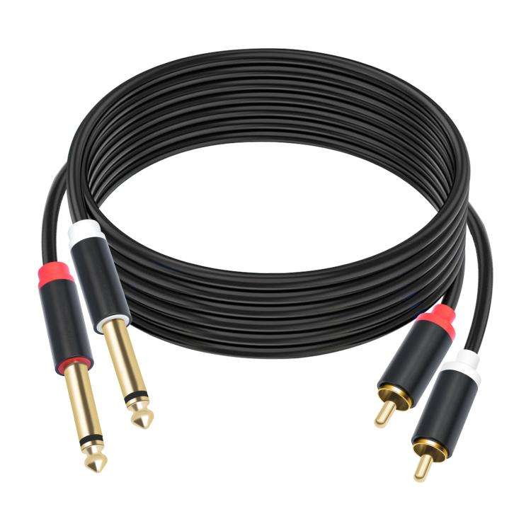 2 RCA to 2x6.35mm Male Mixing Consoles Audio Connection Cables, 1.5m, 3m, 5m