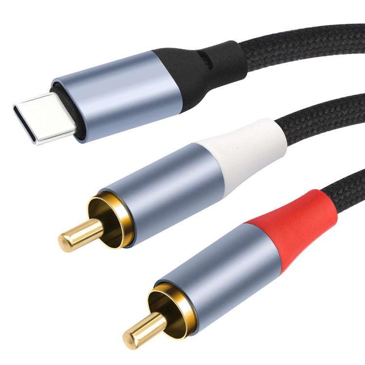 24-bit Type-C to Dual RCA Male Audio Decoding Cable, 1m, 2m, 3m