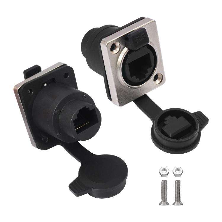 ETH6L RJ45 D-Type Female to Female Signal Panel Waterproof Ethernet LAN Connector, ETH6L