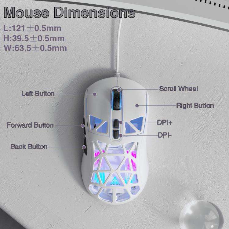 SOLAKAKA SM901 Hollow RGB Light Wired Gaming Mouse, SM901