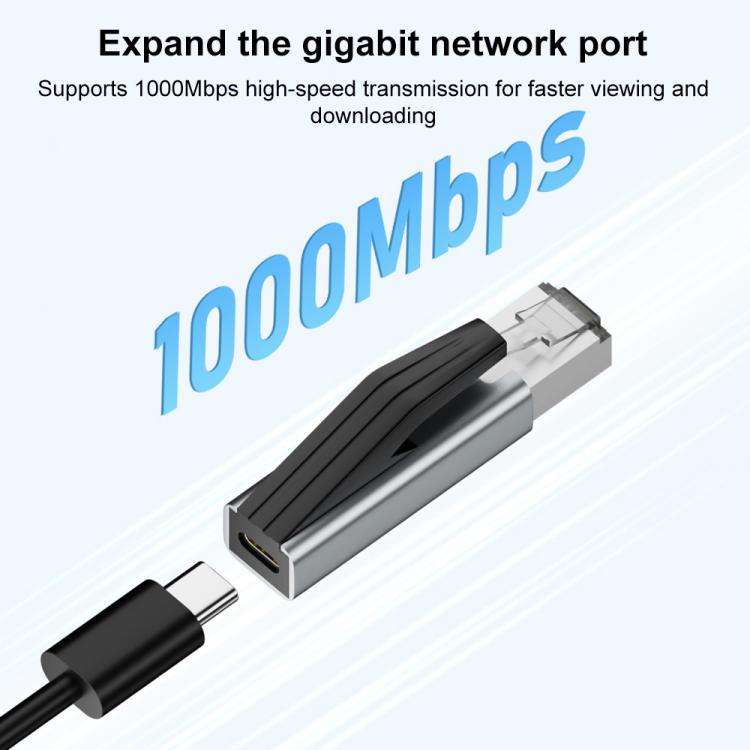 1000Mbps RJ45 to USB-C / Type-C Adapter with Keychain Cap