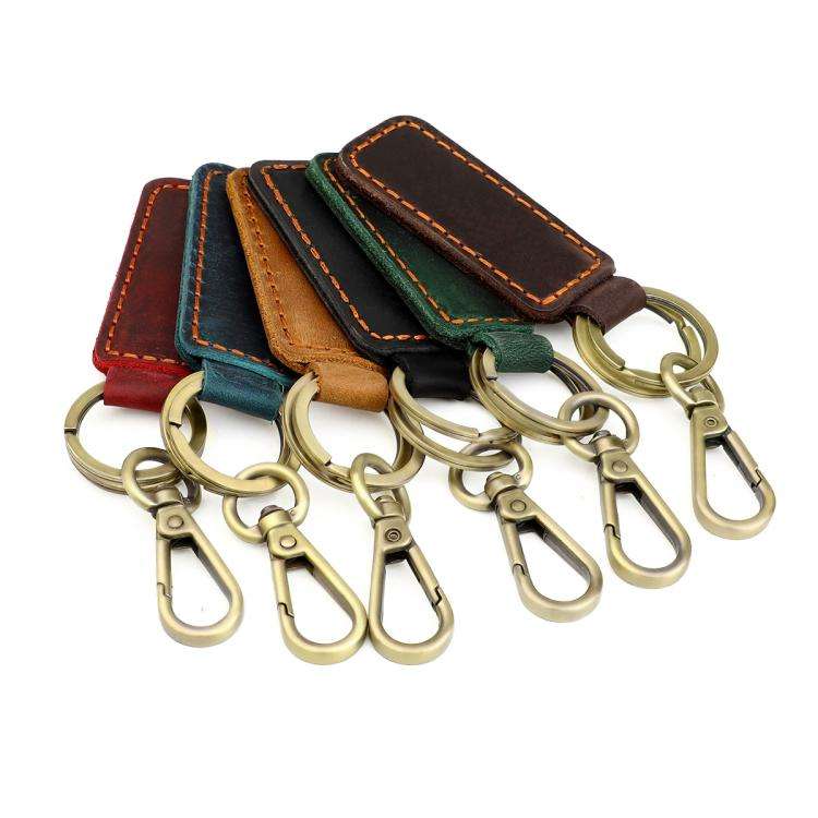 Retro Crazy Horse Genuine Leather Car Key Chain