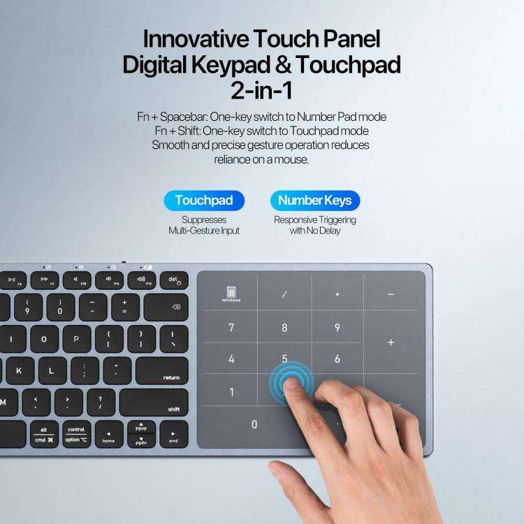 DUX DUCIS LK Pro Series Universal Dual-Mode Aluminum Alloy Wireless Keyboard With Touch Digital P...