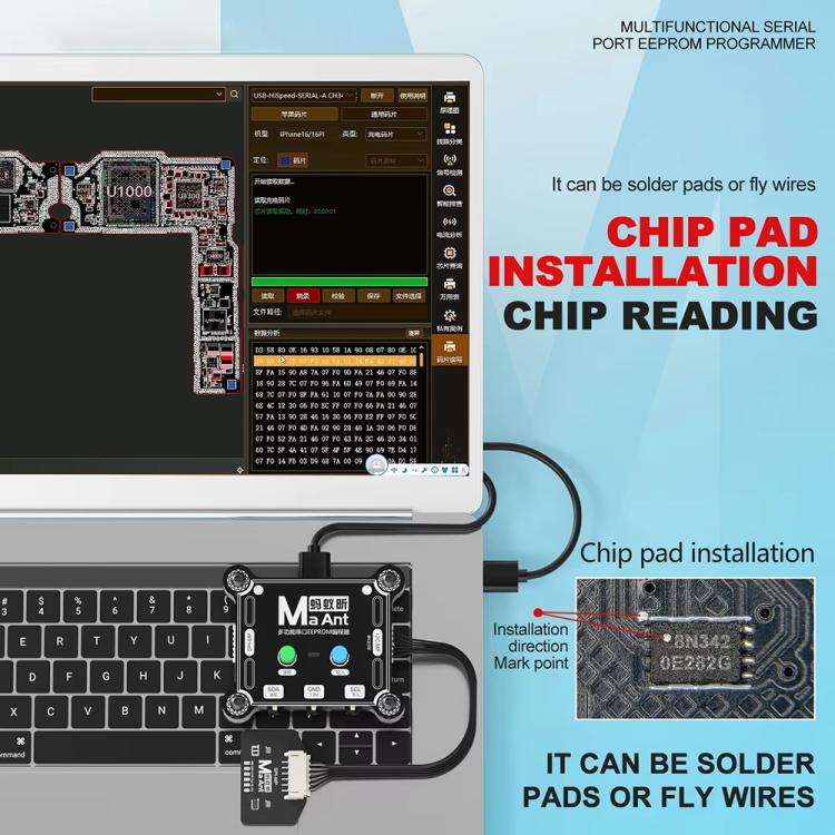 MaAnt E1 Multifunctional Serial Port EEPROM Programmer, Only Programmer, 16 Pro/16 Pro Max IC Mod...