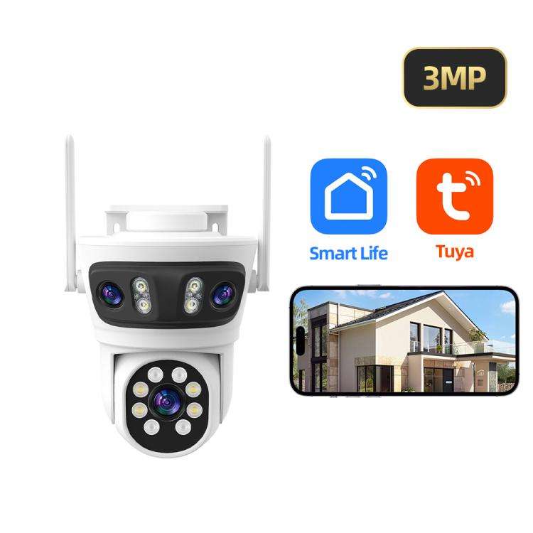 RH-TC3L 3MP Triple Lens HD Outdoor PTZ Security Dome Camera, EU Plug, US Plug, UK Plug, AU Plug