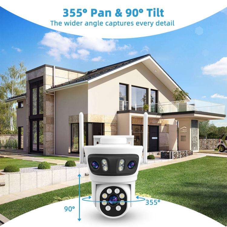 RH-TC3L 3MP Triple Lens HD Outdoor PTZ Security Dome Camera, EU Plug, US Plug, UK Plug, AU Plug