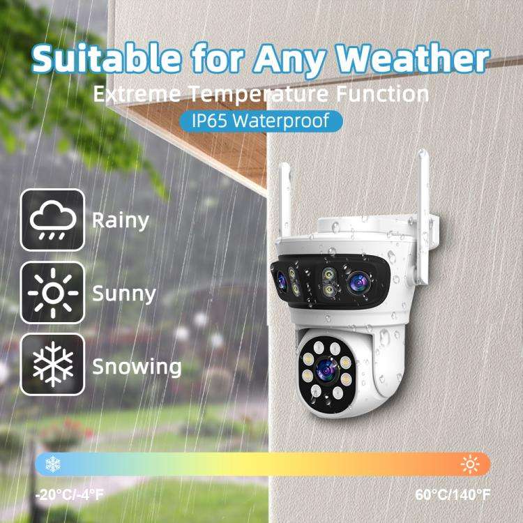 RH-TC3L 3MP Triple Lens HD Outdoor PTZ Security Dome Camera, EU Plug, US Plug, UK Plug, AU Plug