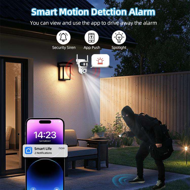 RH-TC3L 3MP Triple Lens HD Outdoor PTZ Security Dome Camera, EU Plug, US Plug, UK Plug, AU Plug