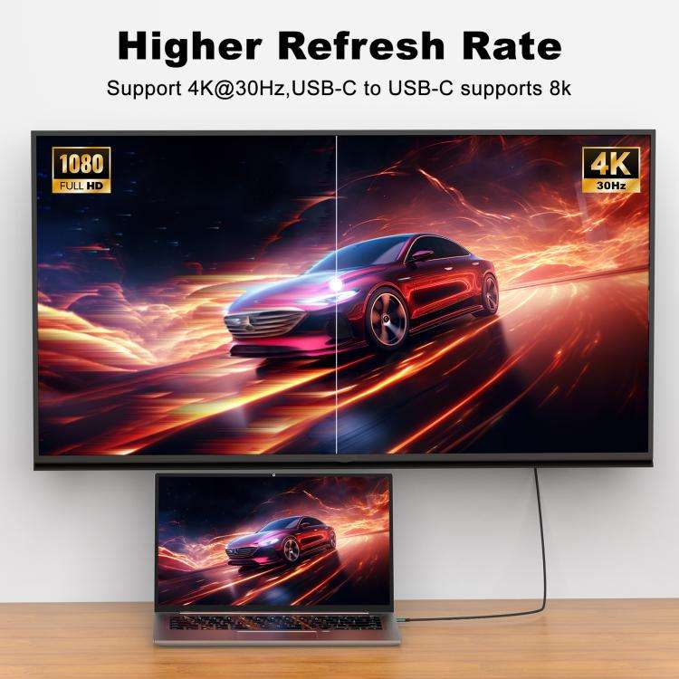 Onten UC956 V2.0 4K 30Hz Type-C to HDMI and Type-C Video Conversion Cable, UC956