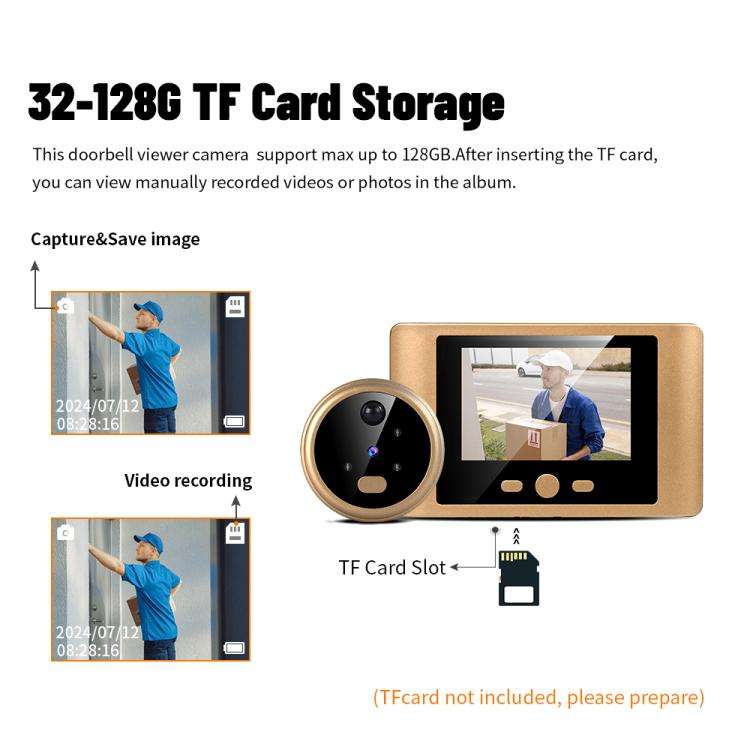 RH-TPD08 720P 2.8 inch Display Electronic Peephole 2.4G Wireless Video Doorbell