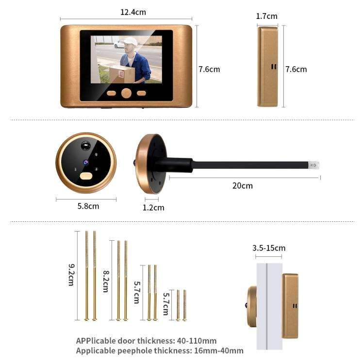 RH-TPD08 720P 2.8 inch Display Electronic Peephole 2.4G Wireless Video Doorbell