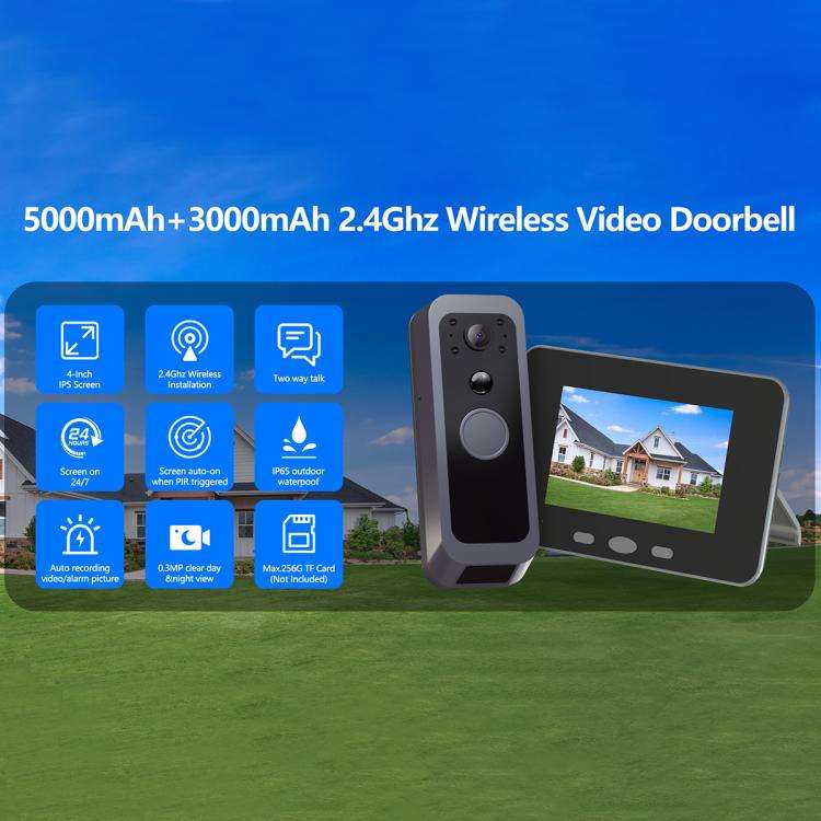 RH-TPD10-W 4 inch IPS Screen Tuya Smart Two-Way Audio Intercom WiFi Video Doorbell