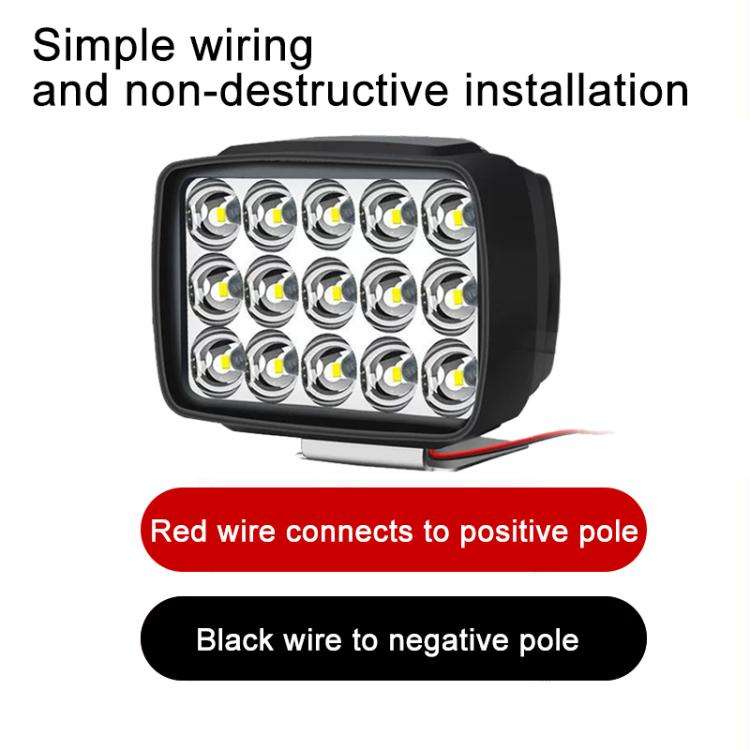 DC12-80V IP68 Waterproof Car Ultra-bright LED Spotlight, 15 LEDs, 45 LEDs
