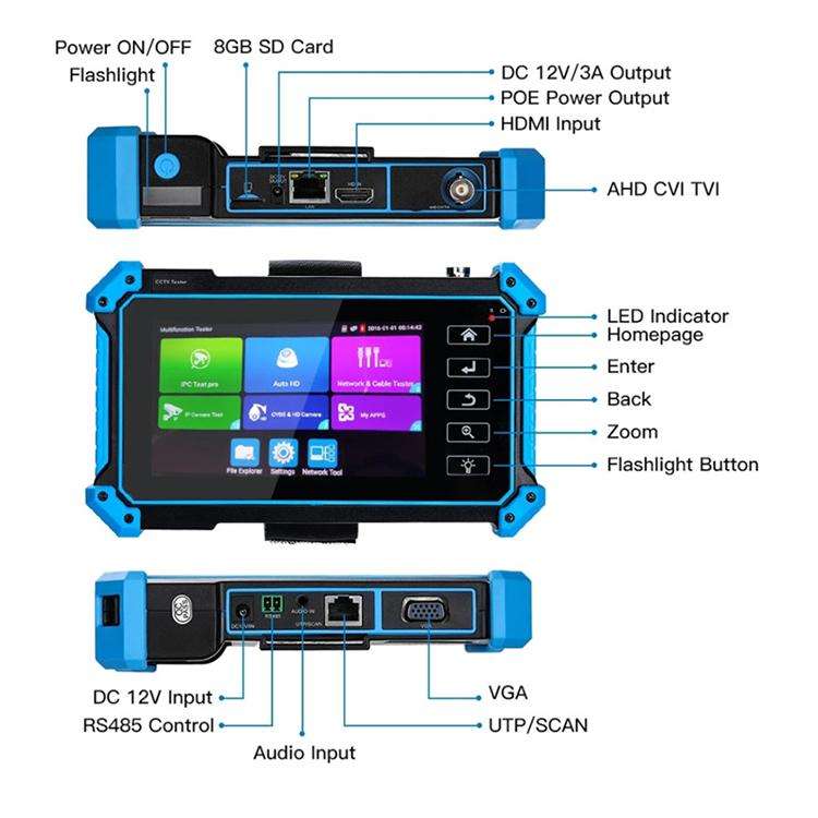 IPC-5100 Plus 4K Network Coaxial Simulation Engineering Video Surveillance Tester, US Plug, EU Pl...