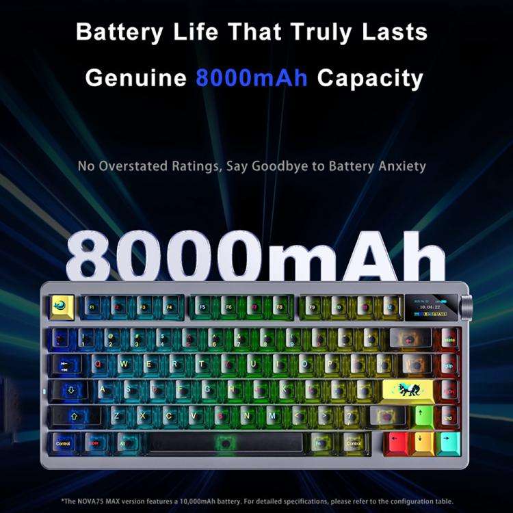 AULA nova75 Smart Display Tri-Mode RGB Customizable Gaming Mechanical Keyboard