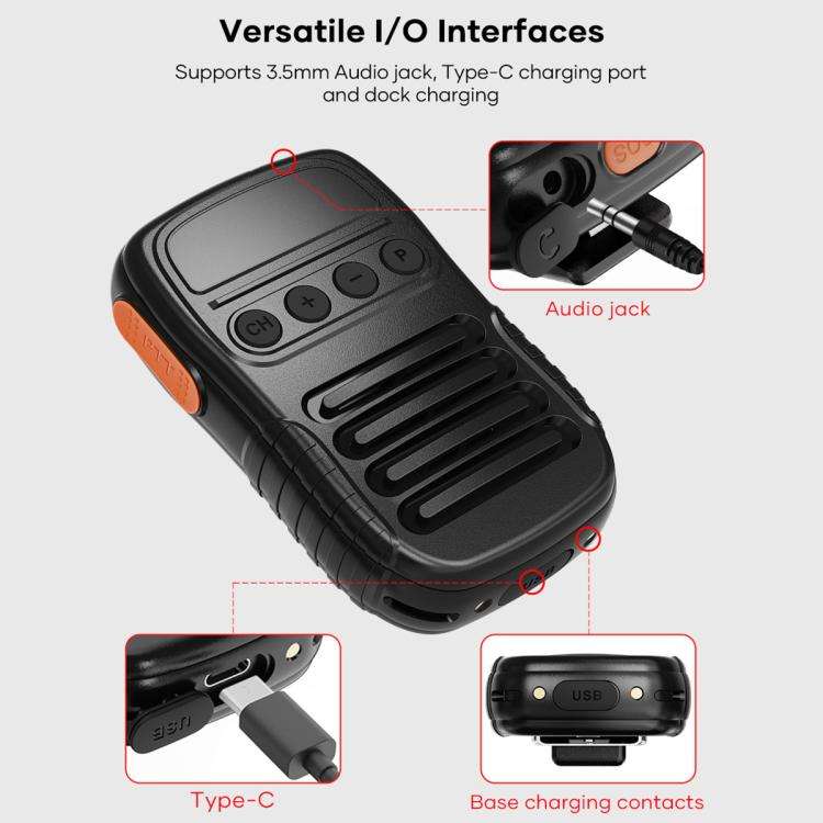 UNIWA BM008 BT5.2 Wireless Handheld Intercom PTT Microphone Walkie Talkie