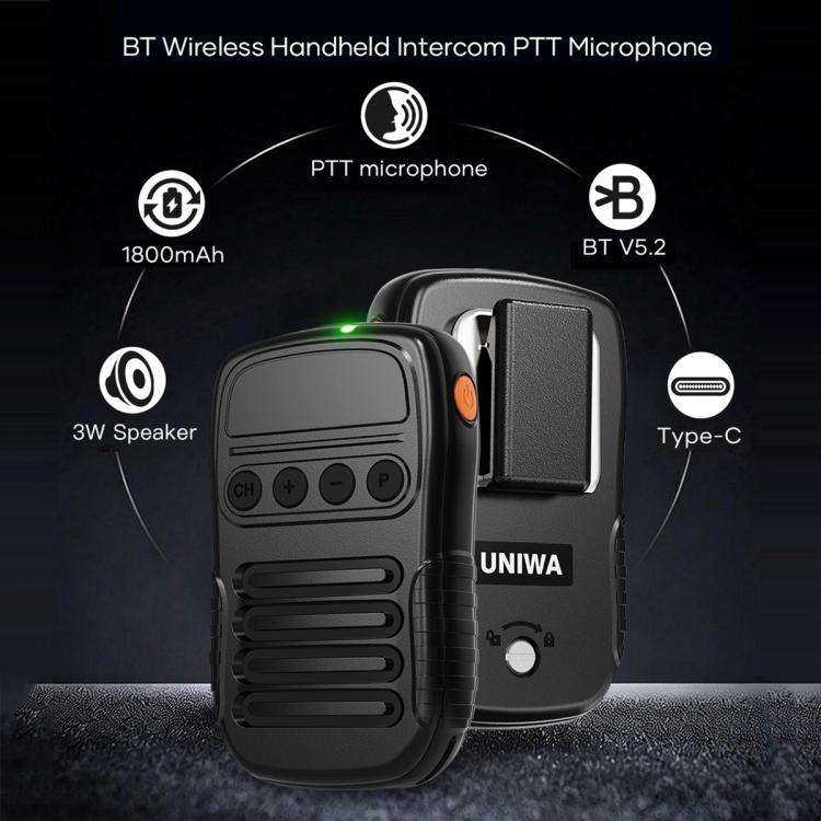 UNIWA BM008 BT5.2 Wireless Handheld Intercom PTT Microphone Walkie Talkie