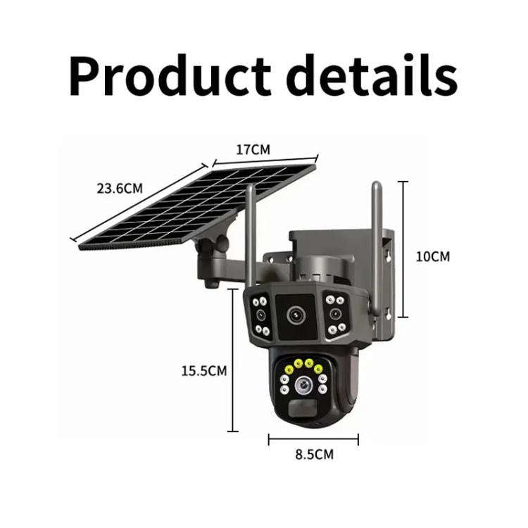 V380 Pro 3MP Panoramic Dual Lens Wireless WiFi Solar Powered Surveillance Camera