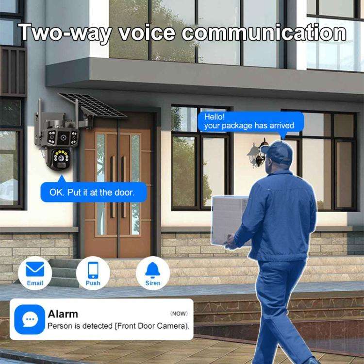 V380 Pro 3MP Panoramic Dual Lens Wireless WiFi Solar Powered Surveillance Camera