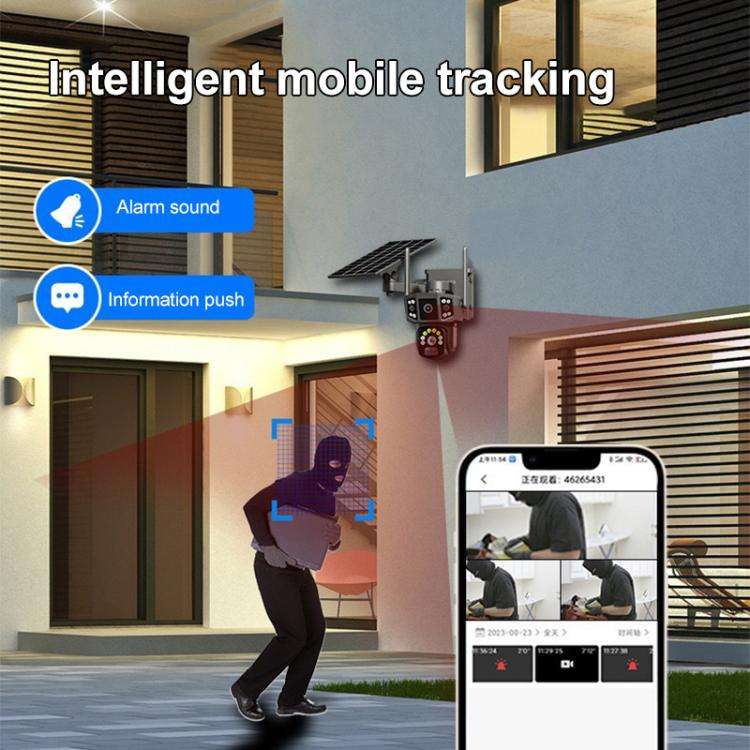 V380 Pro 3MP Panoramic Dual Lens Wireless WiFi Solar Powered Surveillance Camera