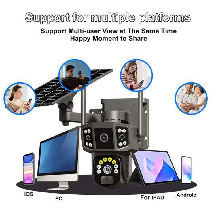V380 Pro 3MP Panoramic Dual Lens Wireless WiFi Solar Powered Surveillance Camera