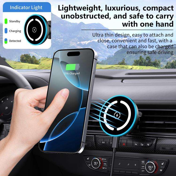 JLM-101 Qi 15W Magnetic Car Wireless Charger Phone Holder with Cable