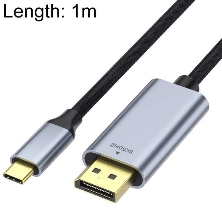 Type-C to DisplayPort 1.4 Ultra HD 8K Video Adapter Braided Cable, 1m, 2m, 1m 8K Bidirectional, 1...