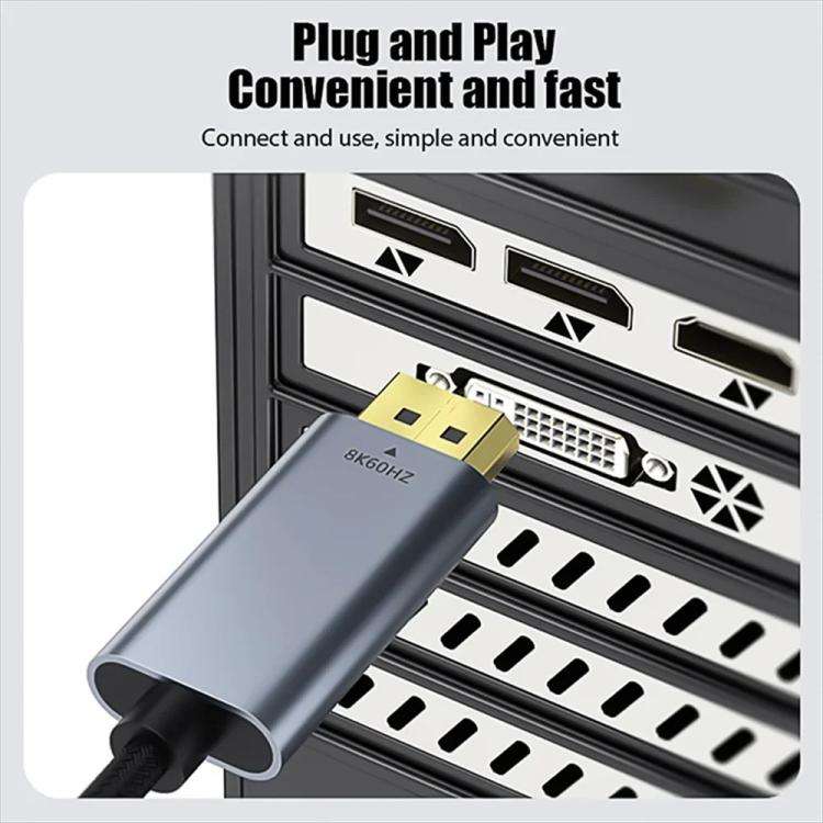 Type-C to DisplayPort 1.4 Ultra HD 8K Video Adapter Braided Cable, 1m, 2m, 1m 8K Bidirectional, 1...