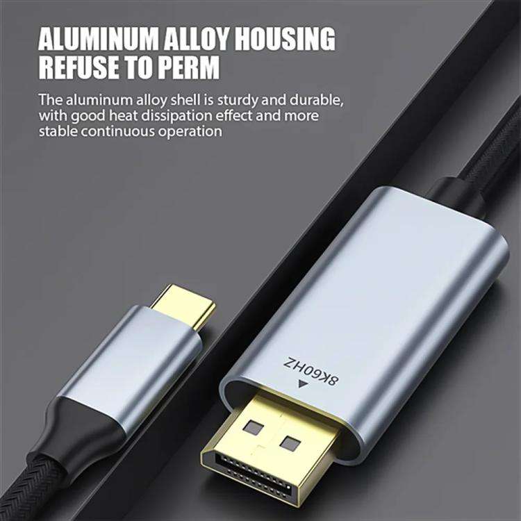 Type-C to DisplayPort 1.4 Ultra HD 8K Video Adapter Braided Cable, 1m, 2m, 1m 8K Bidirectional, 1...