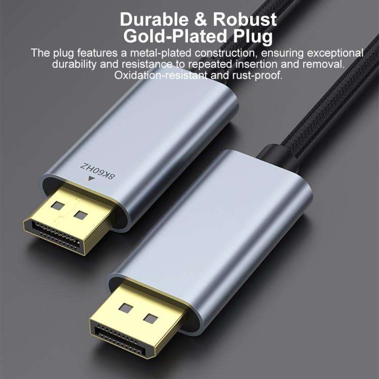 Type-C to DisplayPort 1.4 Ultra HD 8K Video Adapter Braided Cable, 1m, 2m, 1m 8K Bidirectional, 1...
