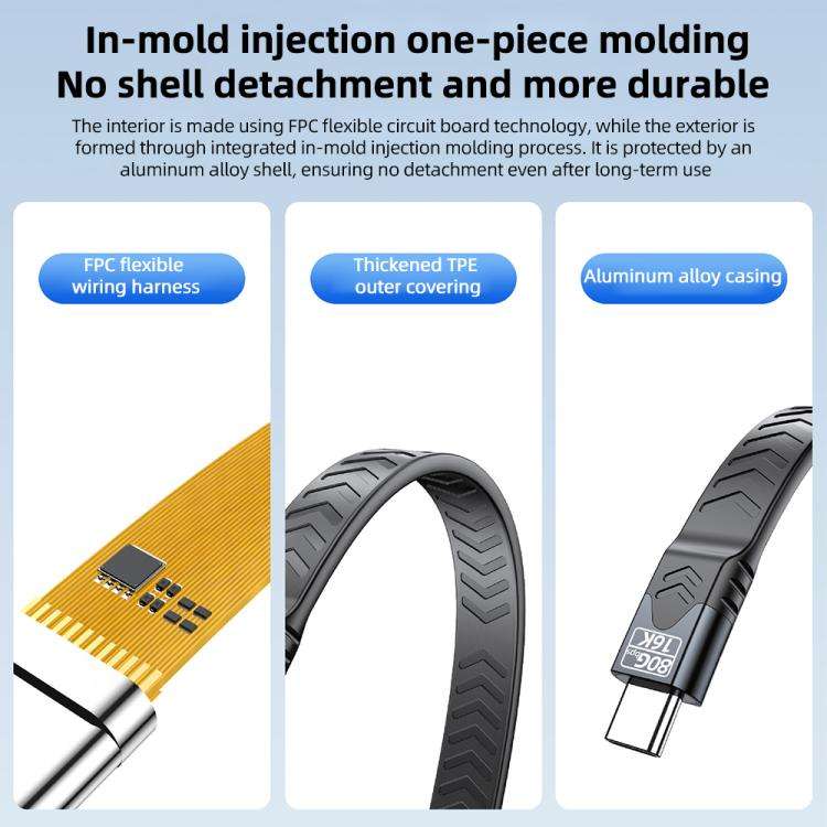 USB5 240W 16K 80Gbps Type-C to Type-C For Thunderbolt 5 Full Function FPC Cable Data Cable