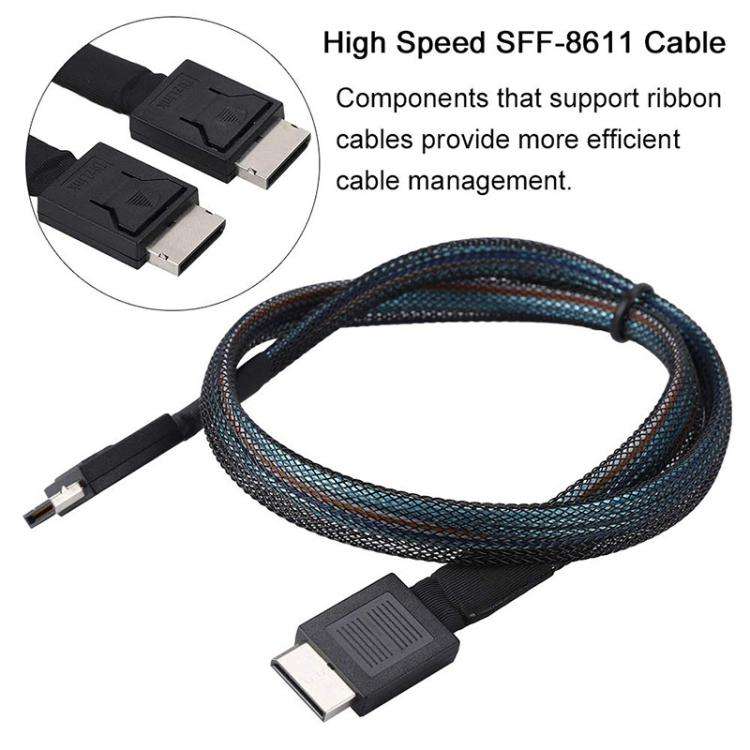 WG172 Oculink SFF-8611 to SFF-8611 PCIE4.0 MINISAS Cable, 0.5m, 1m
