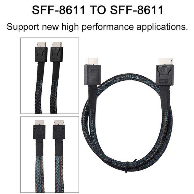 WG172 Oculink SFF-8611 to SFF-8611 PCIE4.0 MINISAS Cable, 0.5m, 1m