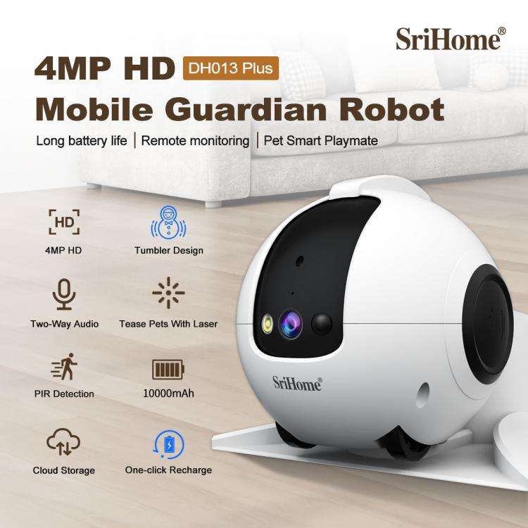 SriHome DH013 Plus 4MP Smart Pet Robot Camera with Auto-Charging Dock, US Plug, UK Plug, EU Plug,...