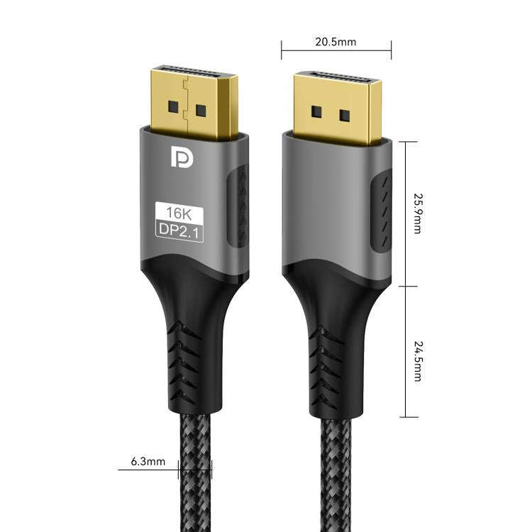 WG230 8K 120Hz DP2.1 to DP2.1 High Bandwidth High Refresh Rate Video Cable, 1m, 2m, 3m