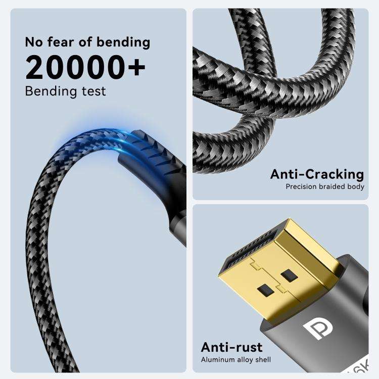 WG230 8K 120Hz DP2.1 to DP2.1 High Bandwidth High Refresh Rate Video Cable, 1m, 2m, 3m